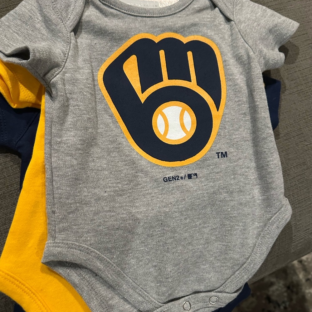 Kids Go Brewers! Navy and Yellow Shirt - Picture 2 of 4
